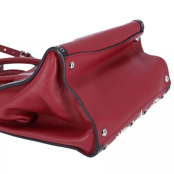 Prada Twin Pocket Medium Tote Embroidered Saffiano Red Multi - Picture 12 of 12